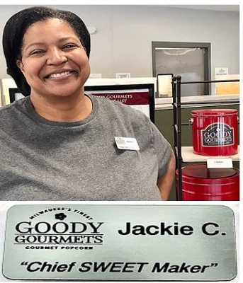 Jackie Chesser, Owner of Goody Gourmet's, Wearing Her New Well Deserved Name Tag... 